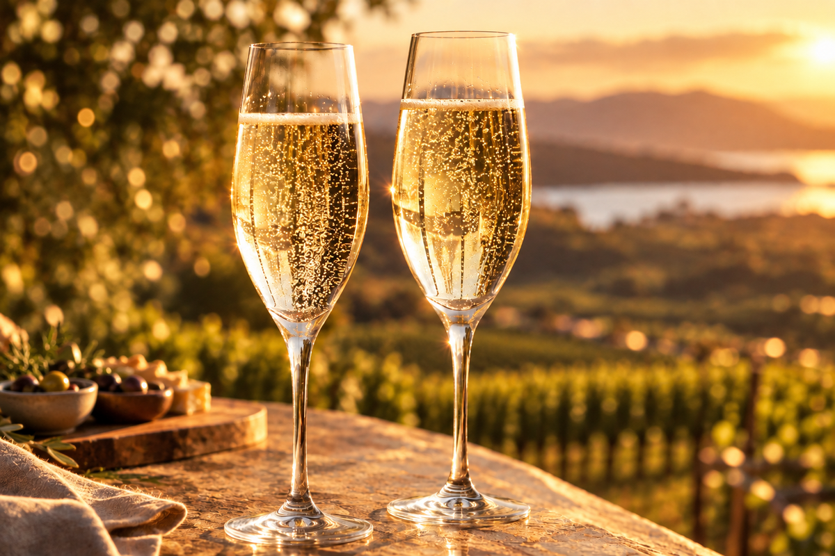 2 glasses of sparkling wine