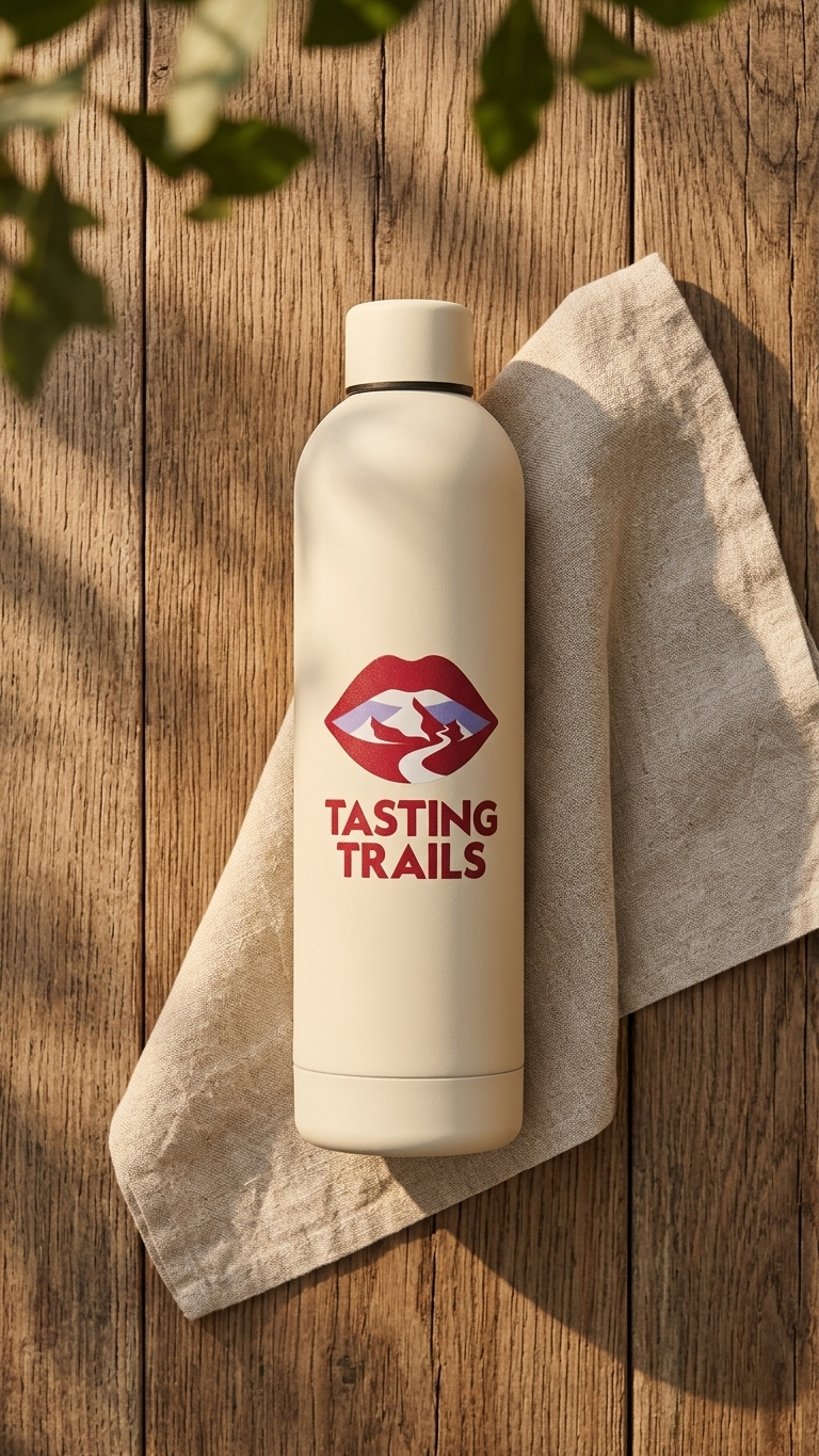 Tasting Trails stainless steel water bottle 'Tasty' 750mls